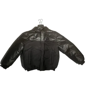 Calvin Klein Studio Nappa Cow Leather Jacket Puffer Mens Large Black MSRP $799 - Picture 1 of 8