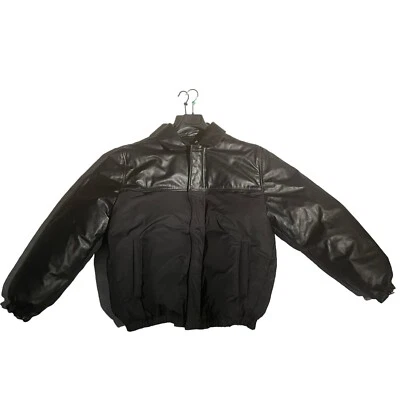 Calvin Klein Studio Nappa Cow Leather Jacket Puffer Mens Large Black MSRP $799 - Image 1 of 4