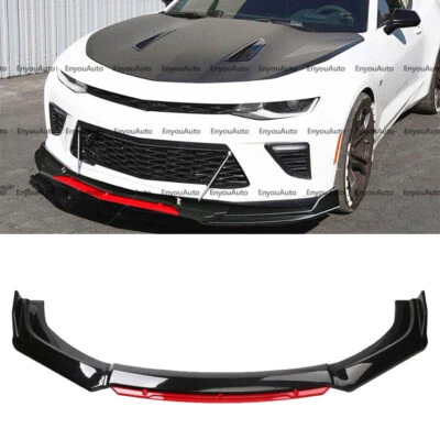 For Chevrolet Camaro Universal Front Bumper Lip Spoiler Splitter Gloss Black Red Foto 1 de 4