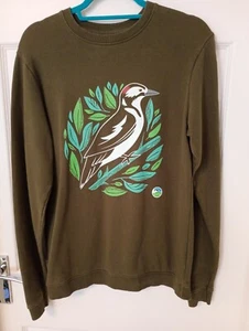 Mens/ Teen RSPB Green Woodpecker Organic Cotton Sweatshirt Size S - Picture 1 of 4