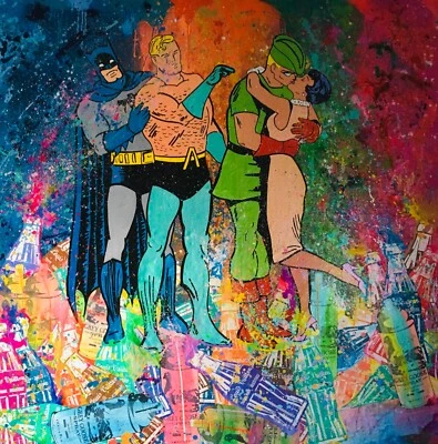 Уличное искусство оригинальная картина Mr Clever художественная галерея шоу 5 x 5 футов читеры треугольник - Изображение 1 из 4