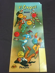 French LE CIRQUE BILLIARD Game Illustration, Poster || Vintage Circus - Bild 1 von 5