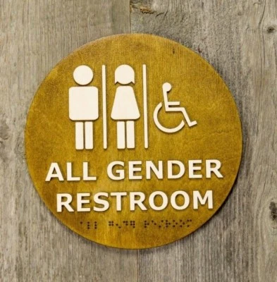 Вывеска на дверь туалета для всех полов с точками Брайля, вывеска на дверь туалета, туалет - Изображение 1 из 4