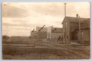 Street Scene Rhodes Michigan Ghost Town Bank General Store 1914 Real Photo RPPC - Picture 1 of 2
