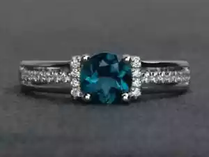 2.20 Ct Lab-Created Blue Topaz Engagement Wedding Ring 14k White Gold Plated - Picture 1 of 4
