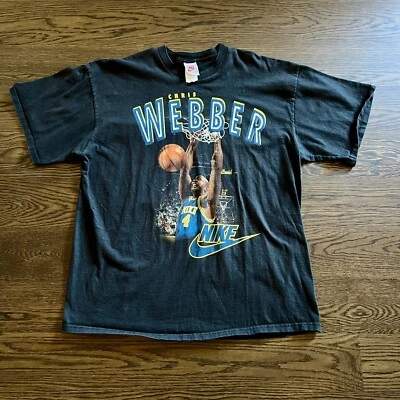 Vintage 90s Nike CHRIS WEBBER Basketball NBA NCAA Michigan Warriors Shirt Sz 2XL - Image 1 of 4