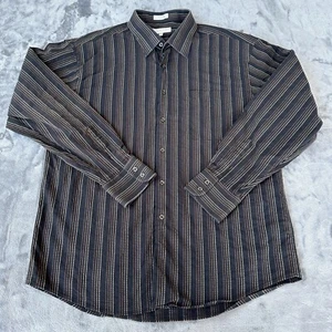 Linea Dome Shirt Mens XXL Long Sleeve Black Striped Button Up 100% Cotton - Picture 1 of 12
