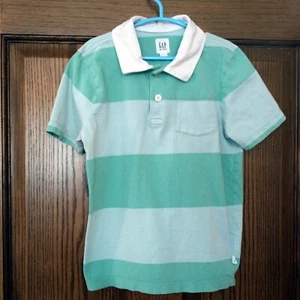 Gap Kids Green Stripe Rugby Polo Shirt Size S - Picture 1 of 6