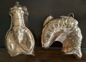 Vintage Copper Lobster/Leaping Fish Molds Benjamin & Medwin Copperware Portugal - Picture 1 of 4