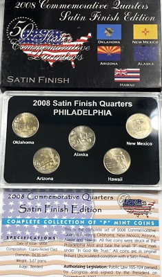2008 P Commemorative State Quarters, Satin Finish - 5 Coins - Toning! - Image 1 of 3