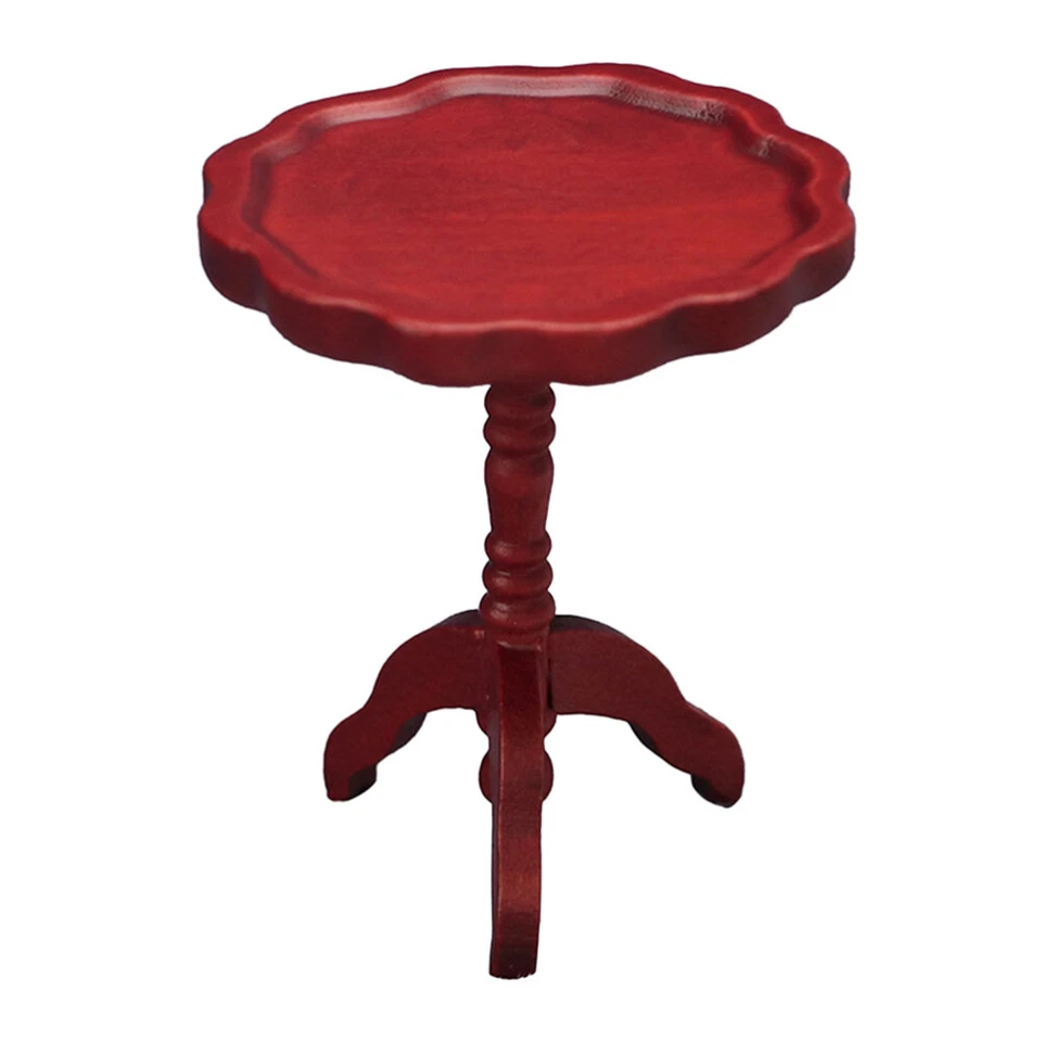 Small Round Table Wood Mother Dollhouse Display Bedside Kids Little Coffe - Изображение 1 из 1