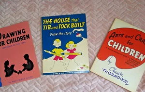 Menge 3 Vintage Kinderbücher Basteln, Zeichnen, Haus, das Tib & Tock gebaut hat - Bild 1 von 11
