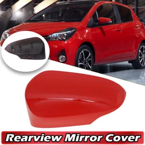 Left Driver Side Door Wing Mirror Cover Cap Red For Toyota Yaris 2013-2020 - Picture 1 of 11