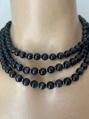 NUEVO CON ETIQUETAS Collar St John Tejido Diseñador Perlas Negras Foto 1 de 4