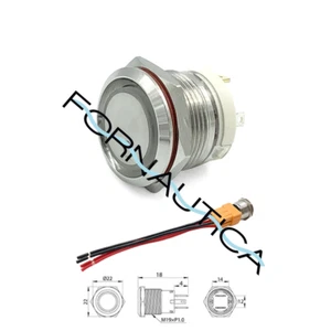 INTERRUTTORE ON-OFF IN ACCIAIO INOX 316 CON LED BLU CON CONNETTORE CABLATO 20A - Foto 1 di 1