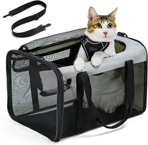 Trasportino Gatto Morbido Con Rete Su 4 Lati, Approvato per L'Uso in Aereo Trasp - Foto 1 di 12