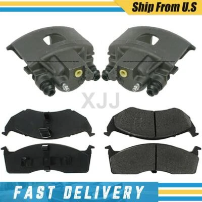 For 1996-2000 Dodge Caravan Front Left + Right Brake Calipers & Metallic Pads - Image 1 of 4
