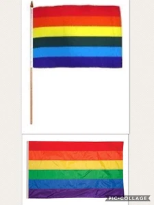 3x5 New Glory Gay Lesbian Pride Rainbow USA Flag and 12 x 18 stick flag - Picture 1 of 1