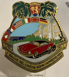 ROMA SANREMO I RALLYE DEL CINEMA 1954 PLACCA RADIATORE AUTO GARA AUTOMOBILISTICA - Picture 1 of 6