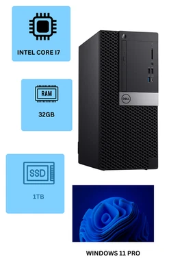 Dell OptiPlex MT Desktop PC Intel i7 32GB RAM 1TB SSD Win 11 Pro DVD/RW - Image 1 of 4
