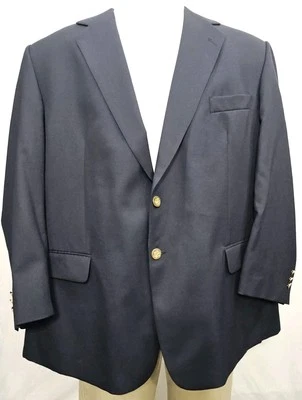 Botany 500 50R Navy Blue Gold Button 100% Wool Blazer Suit Jacket Sport Coat - Image 1 of 4
