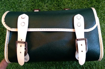 老式肌肉自行车 SADDLEBAG 手推车袋香蕉座椅绿色和白色 — 第 1/4 张图片