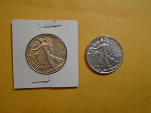 WALKING LIBERTY SILBER HALF DOLLARS, SILBERMÜNZEN ( 1936-P & 1941-S ) GRATIS SH - Bild 1 von 2