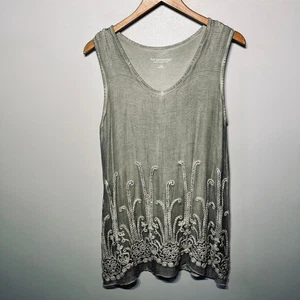 Soft Surroundings Tunic Champagne Beige Embroidered Sequin Sleeveless Layered S - Picture 1 of 5