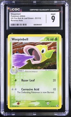 CGC 9 Weepinbell EX Fire Red & Leaf Green 51/112 Reverse Holo Pokemon Card - Image 1 of 2