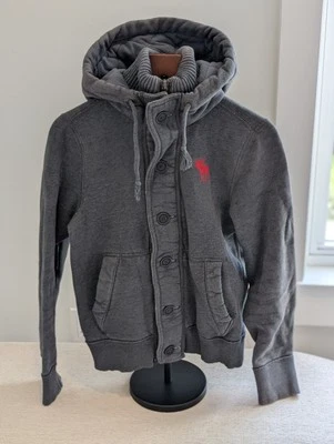 Vintage 90s Y2K Abercrombie & Fitch Grey Hoodie Heavyweight Sweatshirt Sz S - Image 1 of 4