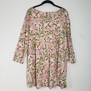 J. Jill Love Linen Top XL Pink Floral Boat Neck Tunic Casual Keyhole 3/4 Sleeve - Picture 1 of 19