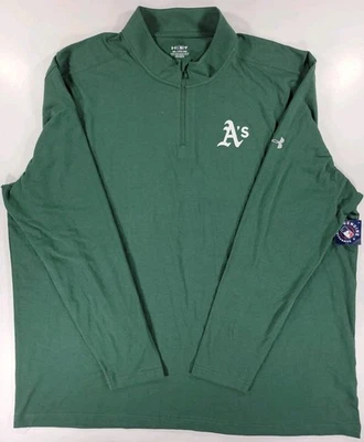 NEW Oakland Athletics Under Armour 1/4 Zip Pullover Shirt Mens 4XL Green A’s NWT - Image 1 of 4