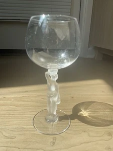 Four Crystal Wine Glasses W/ Roman Statue Style Stems - Picture 1 of 1