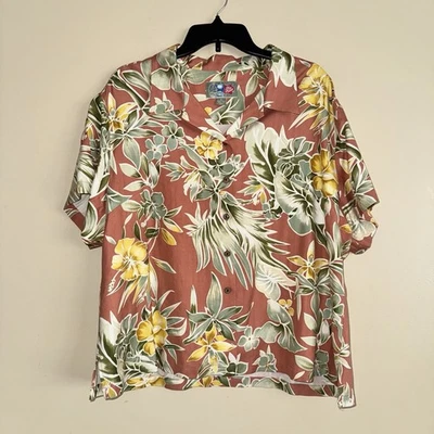 Camisa floral roja 100 % seda vintage Hilo Hattie Hawaiana original para mujer XL Foto 1 de 4