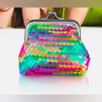 Цветной блестки поцелуй замок монета сумочки с двусторонними блестками новый в коробке - Изображение 1 из 4