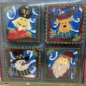 Sommelier Navidad Bajo Vidrio Posavasos Juego de 4 Piezas con 4 Personajes X-Mas -Nuevo - Imagen 1 de 9