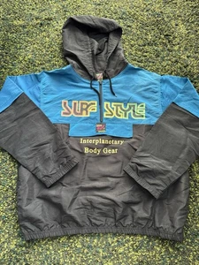 Vintage 80s Surf Style Windbreaker Jacket With Hood - Picture 1 of 7