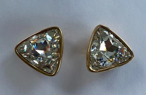 Vintage SWAROVSKI Schwan signierte goldfarbene Ohrclips Kristall - Bild 1 von 5