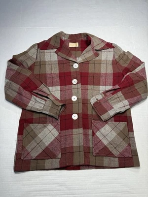 Chaqueta de Granero Pendleton Roja Gris Negra a Cuadros De Colección Años 50 100% Lana Para Mujer M/L Foto 1 de 4