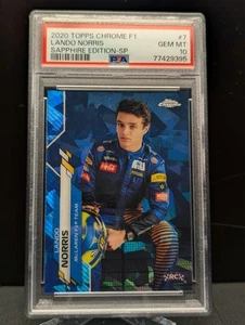 Topps Chrome Sapphire Edition F1 2020 Lando Norris #7 (RC) SP Variation PSA 10 - Imagen 1 de 2