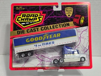 ROAD CHAMPS GOODYEAR TIRES DIECAST PLASTIC TRANSPORTER SEMI TRUCK HAULER 1996 - Image 1 of 4