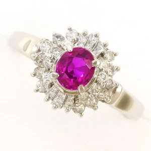 Jewelry Platinum 900 ring 12 Japan size Ruby 0.40 Diamond Free shipping Used - Picture 1 of 7
