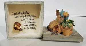 Hallmark Nature's Sketchbook TRINKET BOX bunny rabbit gardening dreams happiness - Picture 1 of 7
