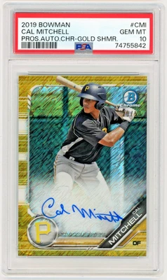 CAL MITCHELL 2019 Bowman Chrome GOLD Shimmer Auto Rc #20/50 PSA 10 - Image 1 of 2