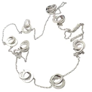 ¡Raro! Auténtico Collar Cartier Oro Blanco 18k Diamante Amor 8 Estaciones 36" Largo - Imagen 1 de 11