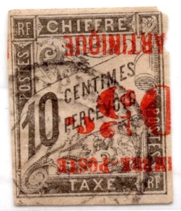 FRANCE MARTINIQUE 1891 SCOTT #26a INVERTED SURCHARGE USED DESIGN INTACT - Picture 1 of 2