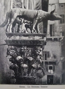 Siena Italy Postcard Early 1900s Rare Wolf Romulus Remus Coat of Arms Column - Picture 1 of 5