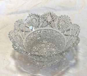 American Brilliant Cut Glass dish/vase with scalloped sawtooth edge Small Chip - Picture 1 of 3