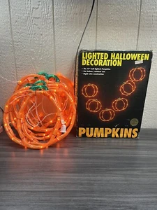 Vintage Mr Christmas Halloween Six 11" Lighted Pumpkins Garland Lights 1995 - Picture 1 of 3