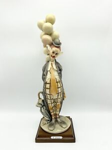 GIUSEPPE ARMANI The Pensive Clown With Balloons Figurine 14.5” H, Made in Italy